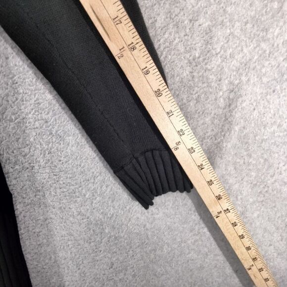 cabi Cardigan Sweater Womens Size L Black Long Open Front Tie Collar Pockets - Picture 7 of 13